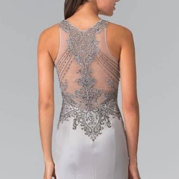 ✨  Bead Embellished Swarovski Dress,Bodice Silver Mermaid Dress✨⚜️Size 10 - Picture 6 of 7